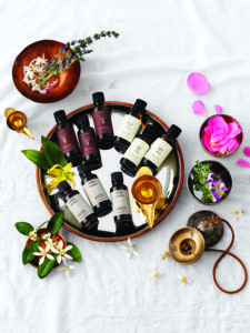 Aveda professional use products for salon and spa services are rooted in Ayurveda. The aroma blends for customizing a guest experience create balance by targeting the dosha (guest's current state of being) that is out of balance and bringing it into homeostatis through breath and touch. The aroma blends balance Vata, Pitta or Kapha.