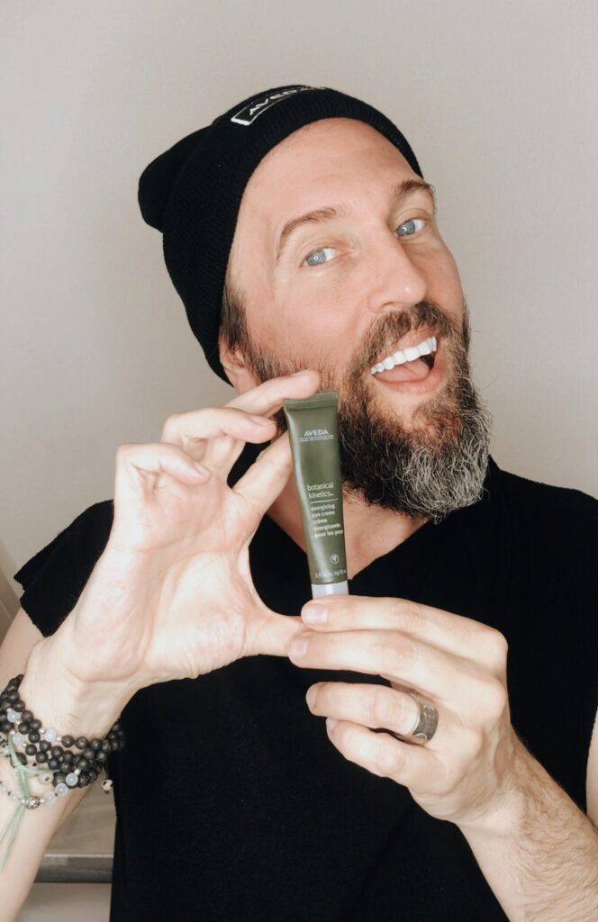 Brad Van Dyke with an Aveda product.