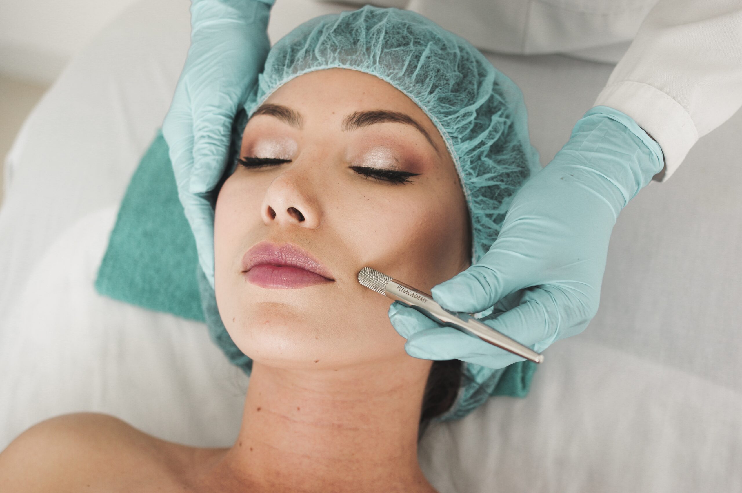 Woman receiving a facial.