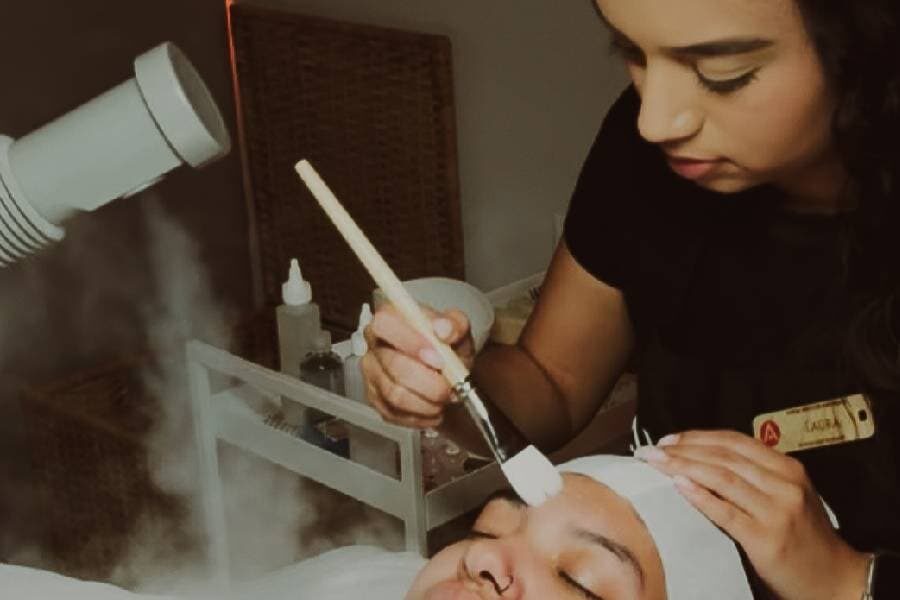 woman receiving a facial treatment